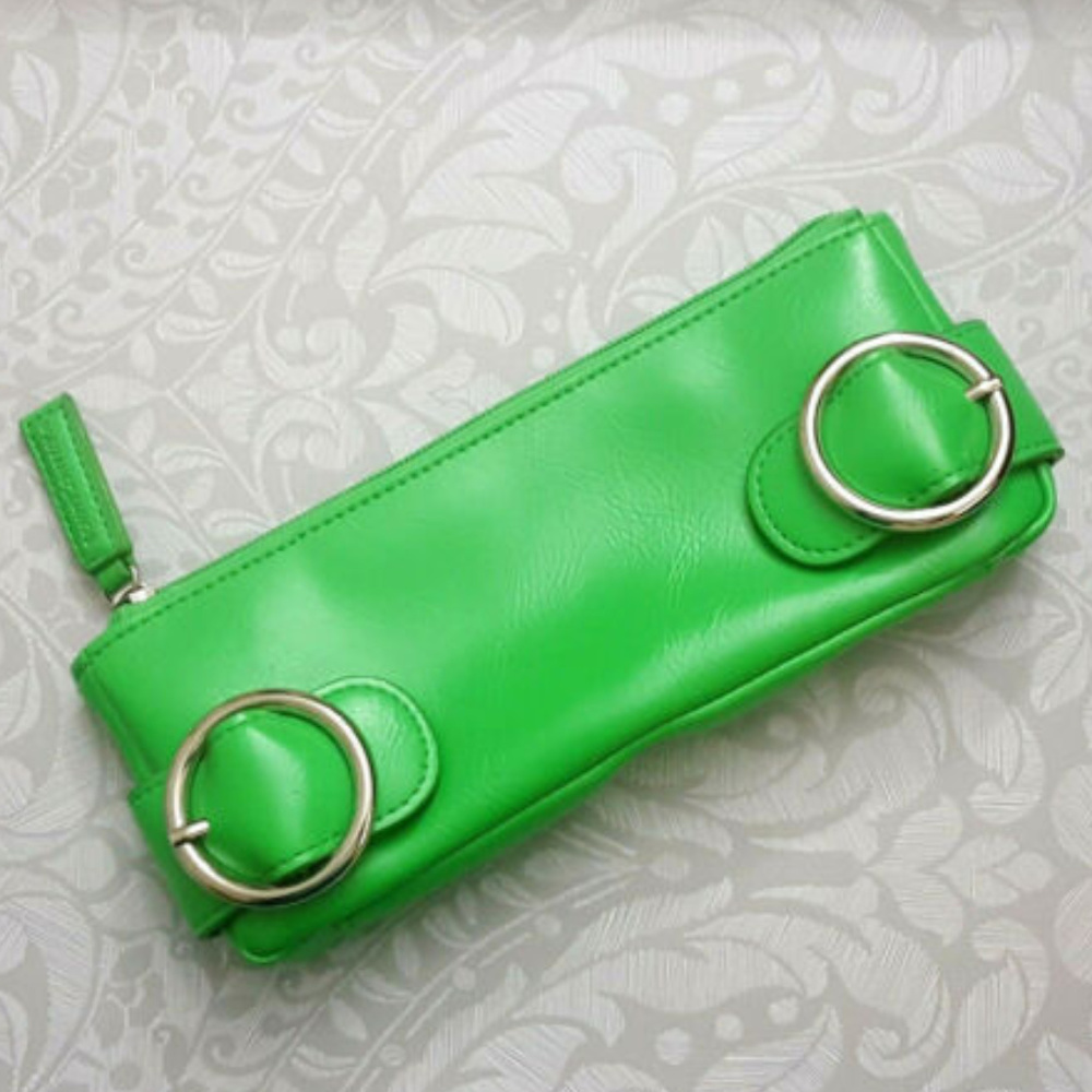 BeautiControl Green Vinyl Retro Mini Clutch Bag